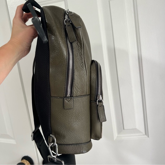 Michael Kors Cooper Sling Pack Backpack Purse Leather Luggage Travel Bag Green - Picture 14 of 16
